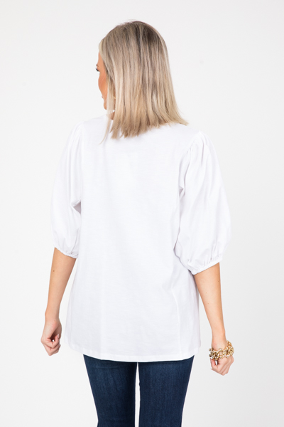 Puff Sleeve Knit Top, Off White