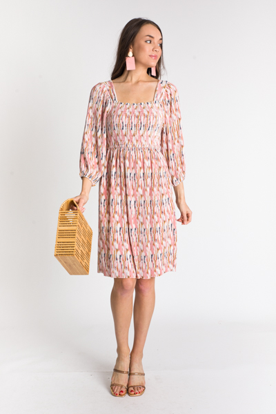 Painted Accordian Dress, Blush