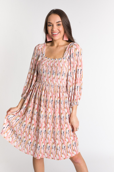 Painted Accordian Dress, Blush