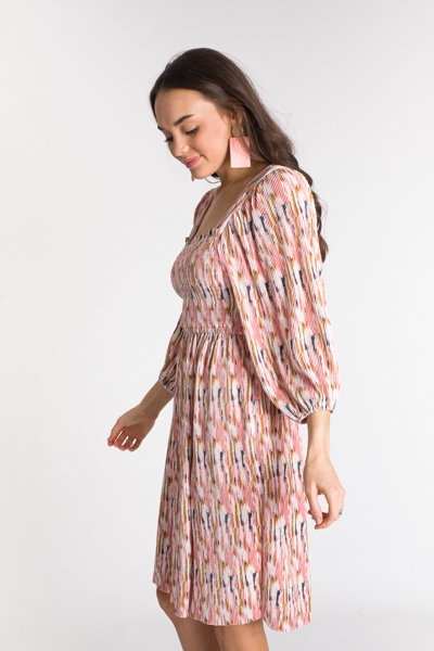 Painted Accordian Dress, Blush