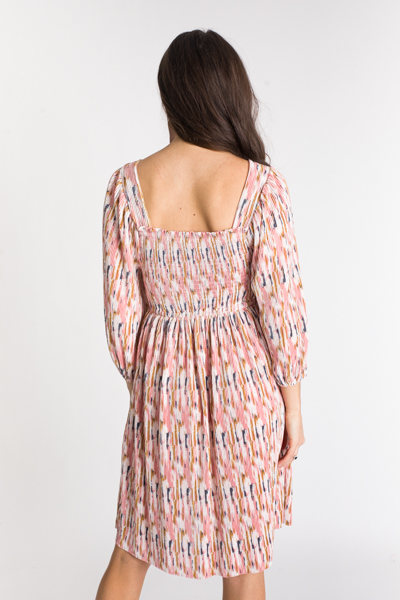 Painted Accordian Dress, Blush