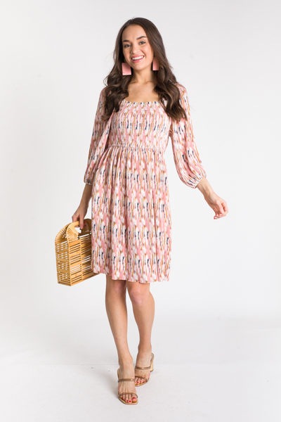 Painted Accordian Dress, Blush