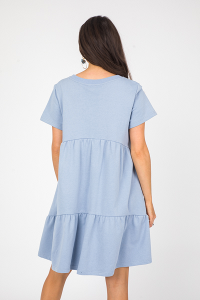 Tiered Sweatshirt Dress, Lt. Blue