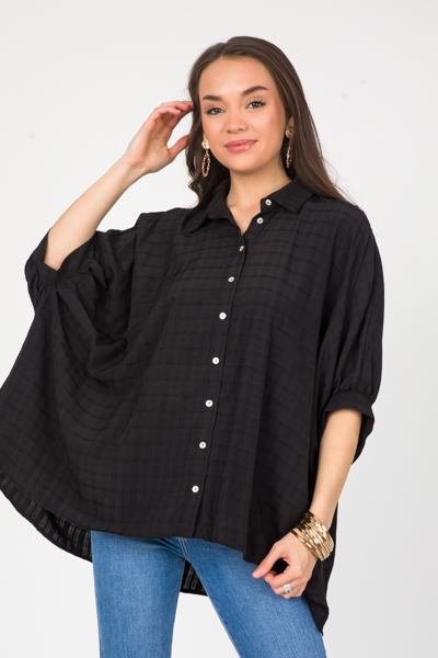 Solid Checks Button Up, Black