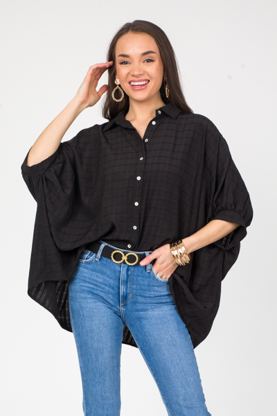 Solid Checks Button Up, Black