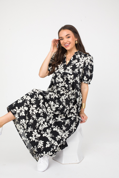 Randi Blossoms Midi, Black
