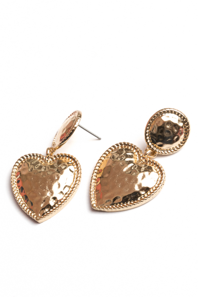 Hammered Heart Earrings, Gold