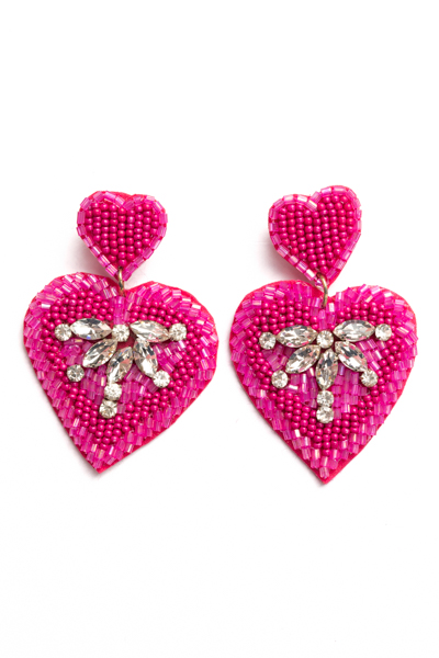 Dazzle Heart Earrings, Fuchsia