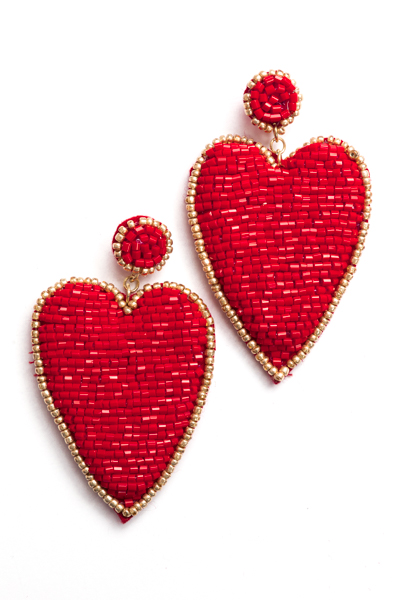 Statement Heart Earrings, Red