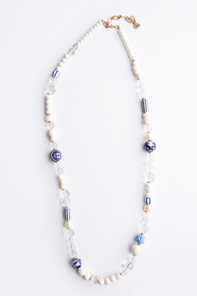 Blue Ceramic Bead Necklace