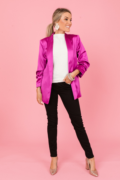 Satin Blazer, French Rose