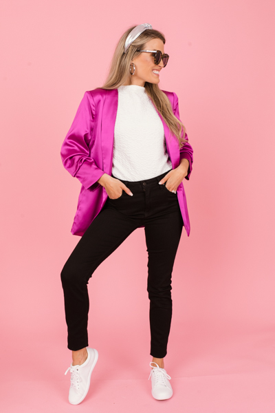 Satin Blazer, French Rose