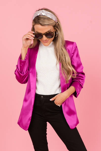 Satin Blazer, French Rose