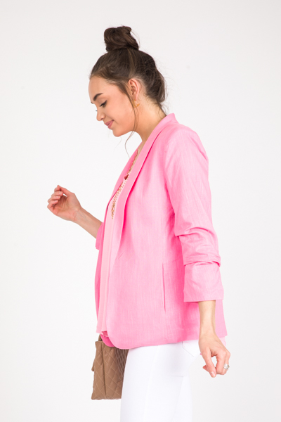 Solid Linen Blazer, Cotton Candy