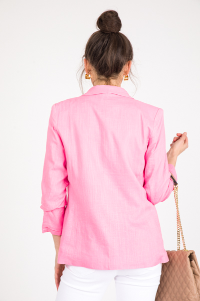 Solid Linen Blazer, Cotton Candy