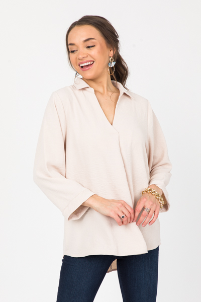 Genie Collar Blouse, Oatmeal