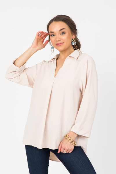 Genie Collar Blouse, Oatmeal