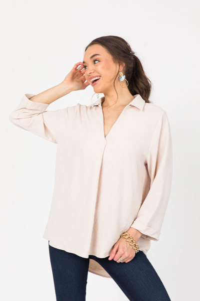 Genie Collar Blouse, Oatmeal