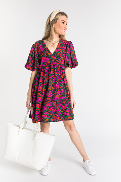 Burst Of Blooms Dress, Black