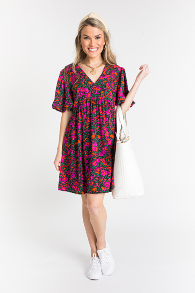 Burst Of Blooms Dress, Black