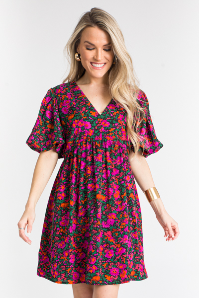 Burst Of Blooms Dress, Black