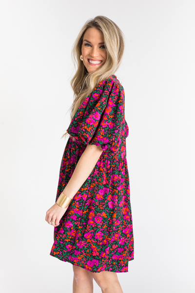 Burst Of Blooms Dress, Black