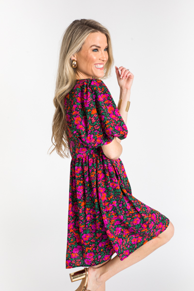 Burst Of Blooms Dress, Black