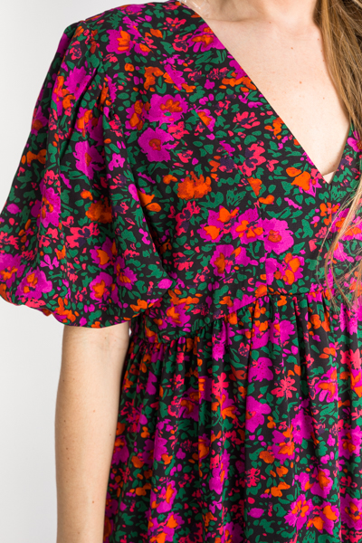 Burst Of Blooms Dress, Black