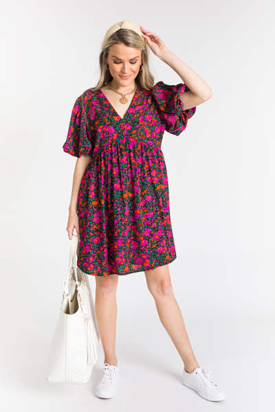 Burst Of Blooms Dress, Black