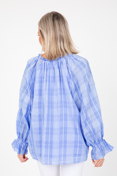 Sweet Plaid Blouse, Blue