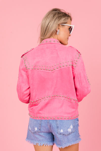 Mick Studded Suede Jacket, Bubblegum