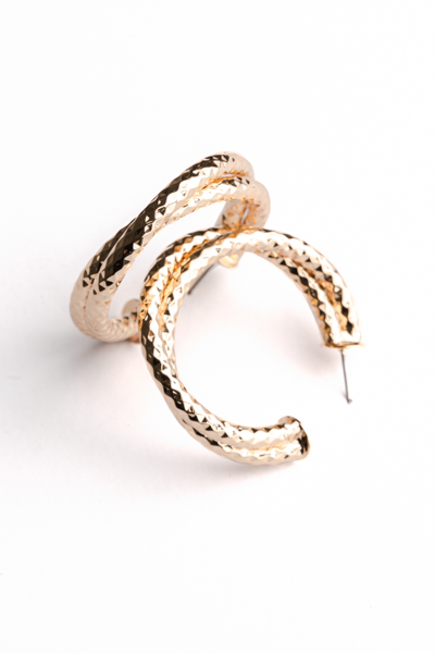 Faceted Twisted Hoop, Gold