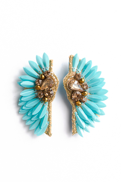 Teardrop Bead Wing Earring, Turquoise