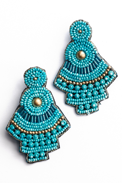 Bell Shape Bead Earrings, Turquoise