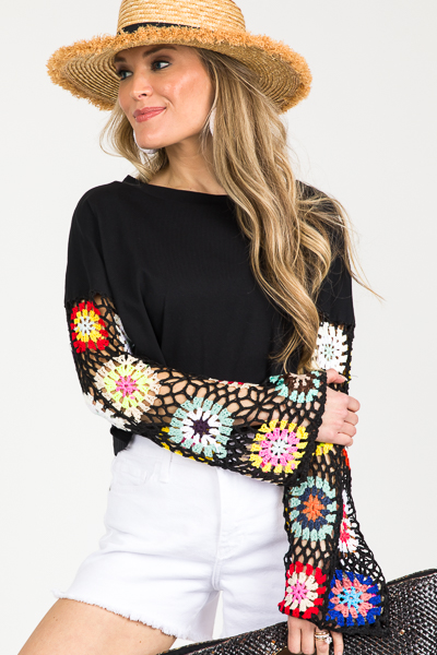 Crochet Craze Top, Black