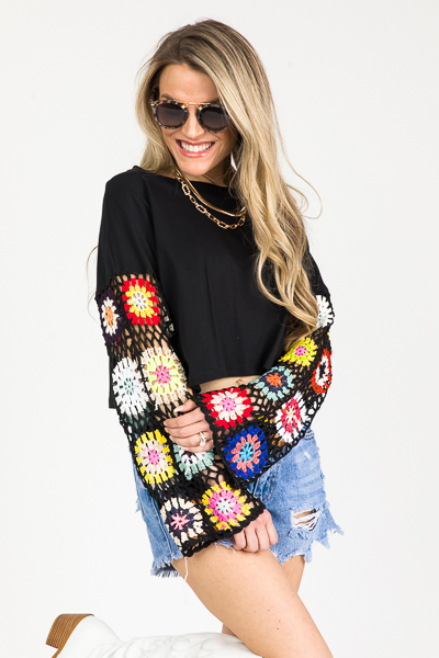 Crochet Craze Top, Black