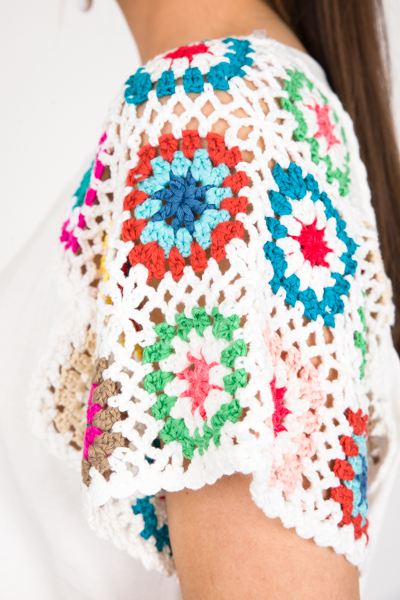 Cutest Crochet Tee, Off White