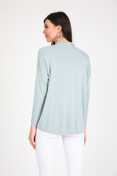 Sweater Knit Button Up, Powder Blue