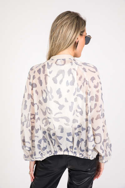 Light Leopard Zip Jacket, Taupe