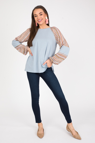 Maya Knit Top, Dusty Blue