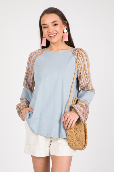 Maya Knit Top, Dusty Blue