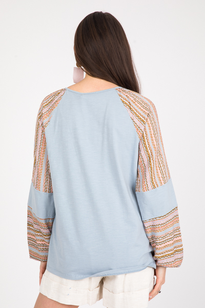 Maya Knit Top, Dusty Blue