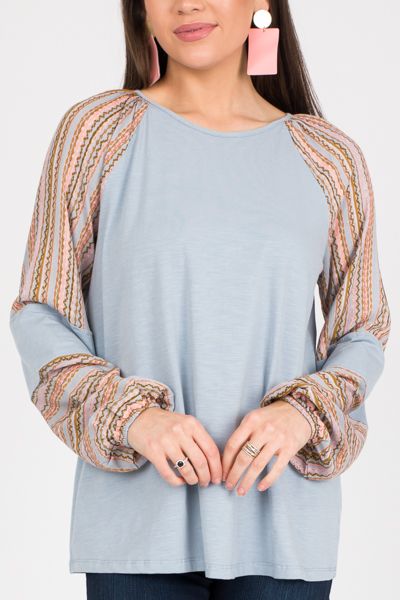 Maya Knit Top, Dusty Blue