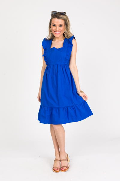 Bow Back Cotton Dress, Royal