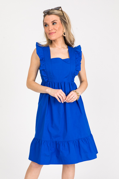 Bow Back Cotton Dress, Royal