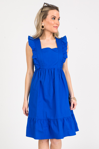 Bow Back Cotton Dress, Royal