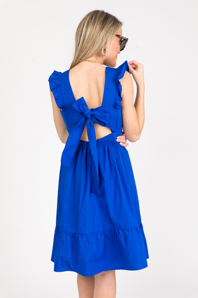 Bow Back Cotton Dress, Royal