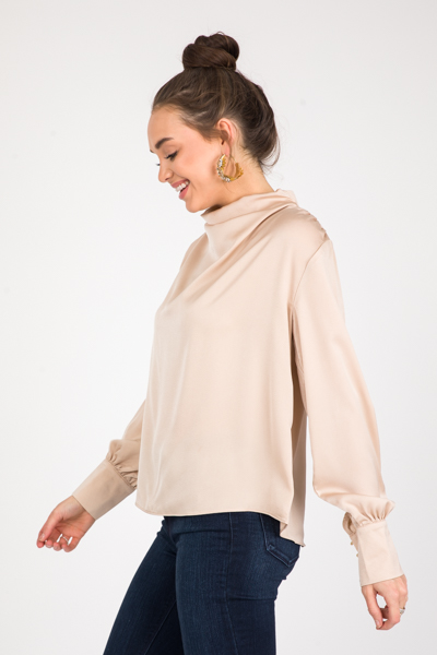 Satin Swag Blouse, Champagne