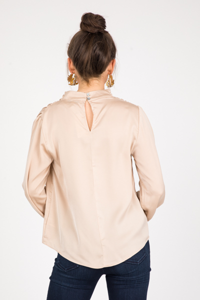 Satin Swag Blouse, Champagne
