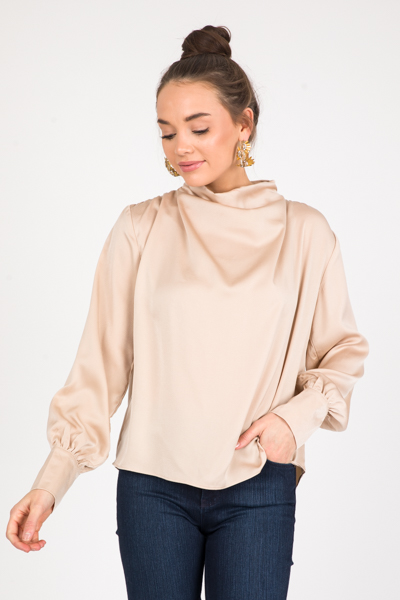 Satin Swag Blouse, Champagne